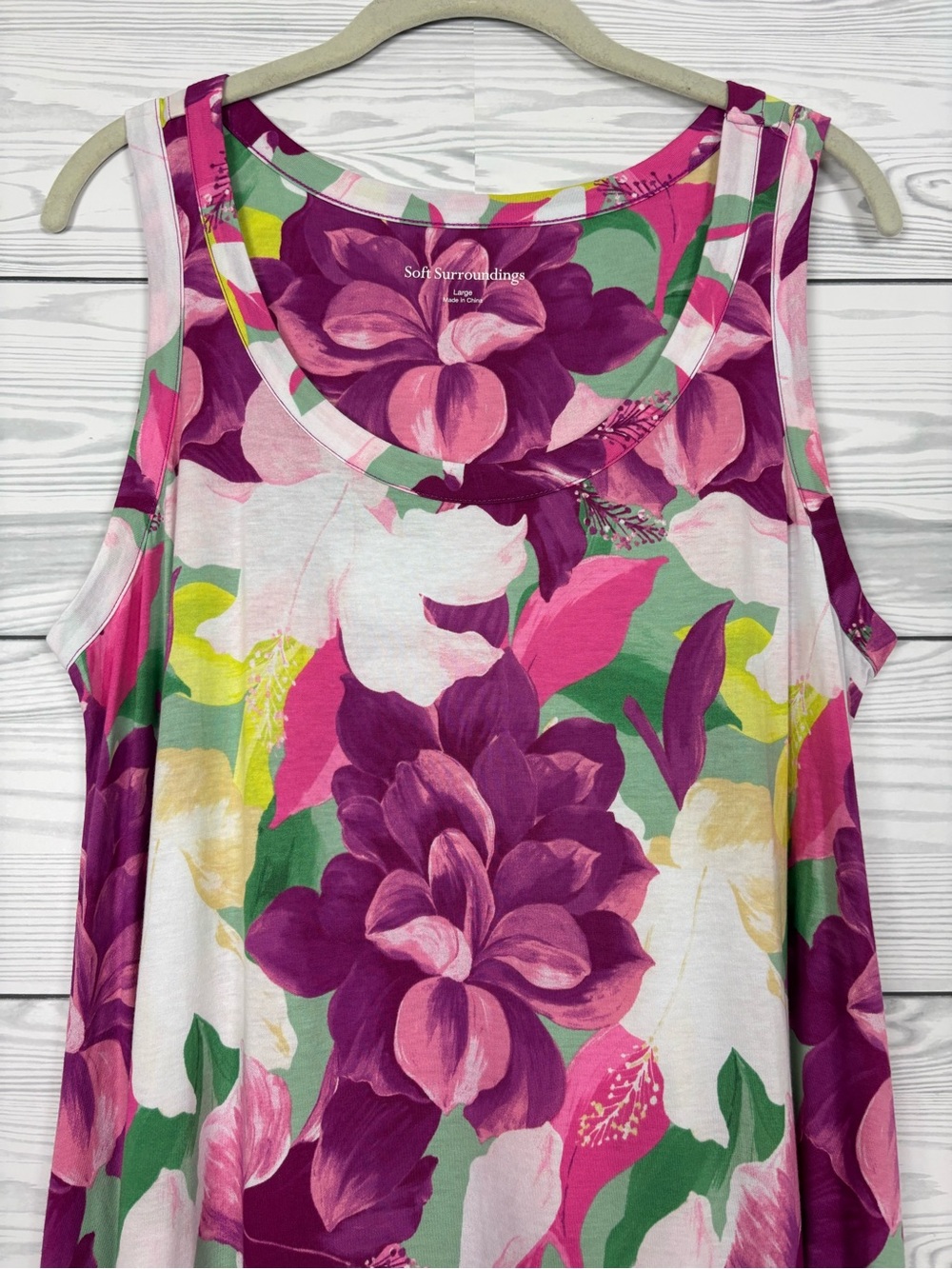 Soft Surroundings purple floral cotton/modal maxi dress size large - Picture 2 of 6